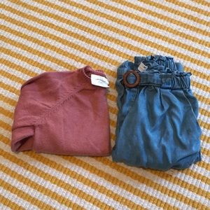 Cozy Zara set size 2-3 sweater and chambray pant